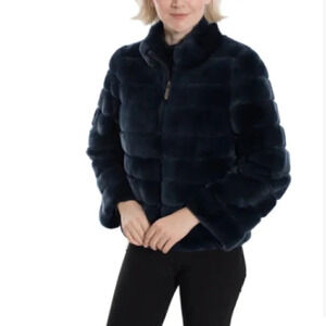 COPY - *NWOT* Navy Belle Fare Short Faux Fur Cairo Jacket - Sz. L - MSRP $850